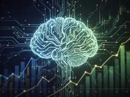 A stylized neural network with glowing connections, overlaid with subtle upward-trending financial graphs, symbolizing AI investment and growth. - Foto: über boerse-global.de