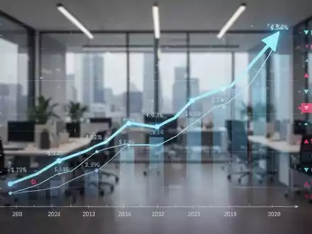 Ein stilisierter Graph zeigt einen Aufwärtstrend von Wachstum und Investitionen mit Finanzdaten-Overlays in einem modernen Büro. - Foto: über boerse-global.de