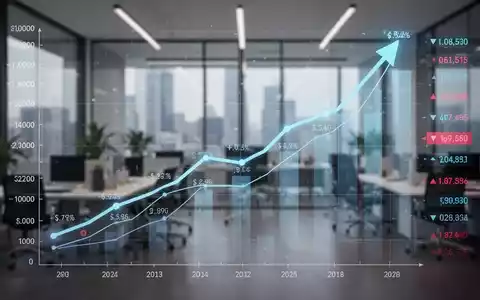 Ein stilisierter Graph zeigt einen Aufwärtstrend von Wachstum und Investitionen mit Finanzdaten-Overlays in einem modernen Büro. - Foto: über boerse-global.de