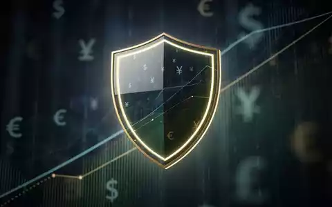 Ein stilisiertes, leuchtendes digitales Schildsymbol über einem Hintergrund aus abstrakten Finanzdatenströmen, das Betrugsprävention darstellt. - Foto: über boerse-global.de