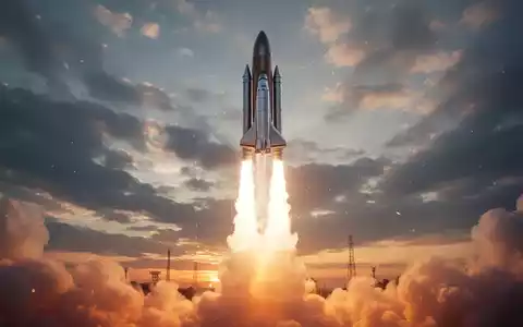 Eine moderne Rakete startet bei Sonnenaufgang, mit einer Rauchfahne, die Wachstum und die Einreichung von Finanzformularen symbolisiert. - Foto: über boerse-global.de