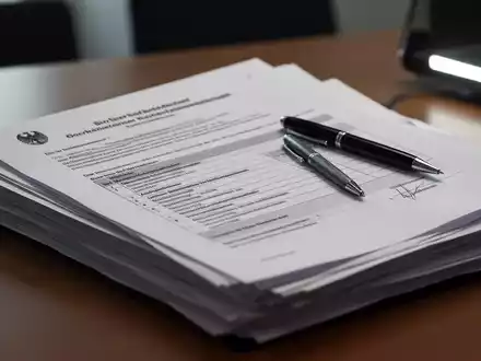 Ein Stapel deutscher Rechtsdokumente oder Formulare auf einem Schreibtisch mit einem Stift, der darauf liegt. - Foto: über boerse-global.de