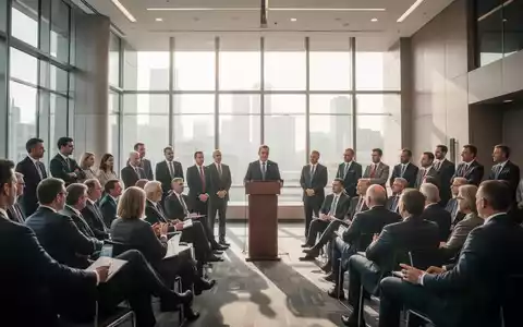 Eine Gruppe von Führungskräften und Aktionären in einem modernen Konferenzsaal, die einem Redner am Podium zuhören. - Foto: über boerse-global.de