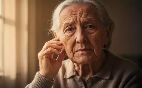 Eine nachdenkliche ältere Person im Alter von 70 Jahren berührt sanft ihr Ohr, was auf Tinnitus oder Hörprobleme hindeutet. - Foto: über boerse-global.de