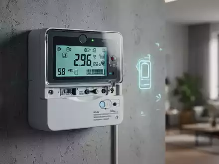 A close-up of a smart meter with a digital display, symbolizing Germany's struggle with smart meter rollout challenges. - Foto: über boerse-global.de
