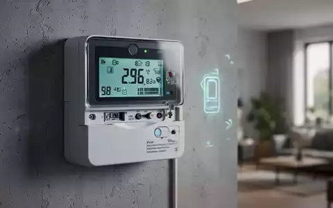 A close-up of a smart meter with a digital display, symbolizing Germany's struggle with smart meter rollout challenges. - Foto: über boerse-global.de