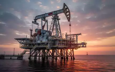 Eine moderne Ölplattform bei Sonnenuntergang, die Energieproduktion und die Ölindustrie symbolisiert. - Foto: über boerse-global.de
