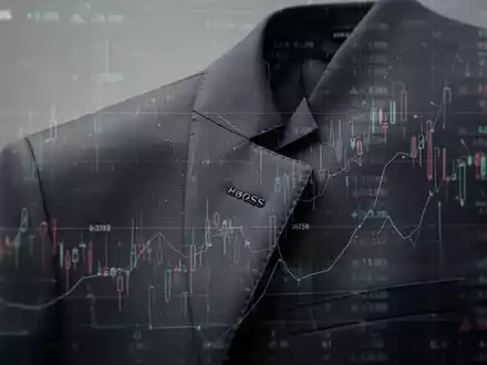 Ein stilisiertes Bild eines HUGO BOSS Anzugs mit überlagerten Finanzdaten, das eine Unternehmensübernahme symbolisiert. - Foto: über boerse-global.de