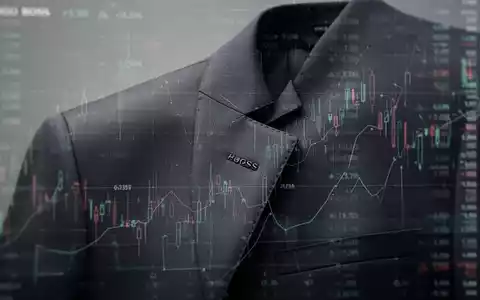 Ein stilisiertes Bild eines HUGO BOSS Anzugs mit überlagerten Finanzdaten, das eine Unternehmensübernahme symbolisiert. - Foto: über boerse-global.de