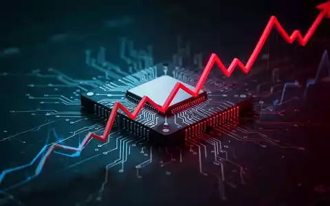 Eine stark fallende rote Graphiklinie über einem stilisierten Mikrochip, der einen Marktabsturz im Halbleitersektor symbolisiert. - Foto: über boerse-global.de