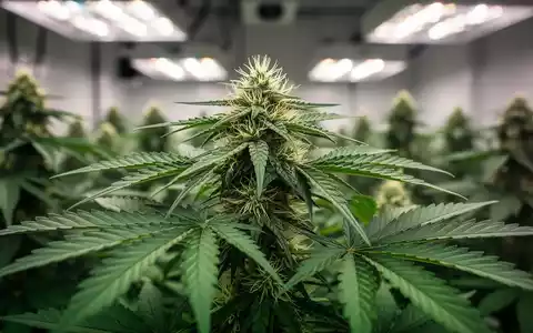 Nahaufnahme einer medizinischen Cannabispflanze in einer kontrollierten Anbauumgebung, die Qualität und Präzision symbolisiert. - Foto: über boerse-global.de