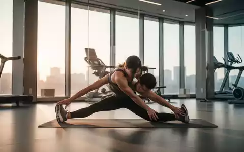 Eine Person dehnt sich auf einer Yogamatte in einem modernen Fitnessstudio, das von sanftem Morgenlicht durchflutet wird. - Foto: über boerse-global.de