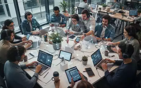 Eine Gruppe von Personen, die in einem modernen Büro digitale Abonnements auf verschiedenen Geräten nutzen. - Foto: über boerse-global.de