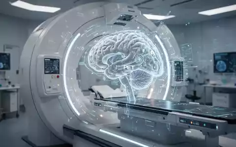 Ein hochmoderner PET-Hirnscanner in einer sterilen medizinischen Umgebung, der subtil leuchtet und fortschrittliche Technologie darstellt. - Foto: über boerse-global.de