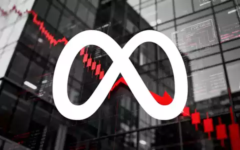 Abstrakte Darstellung eines fallenden Aktienkurses mit rotem Pfeil und verschwommenem modernen Bürogebäude im Hintergrund. - Foto: über boerse-global.de