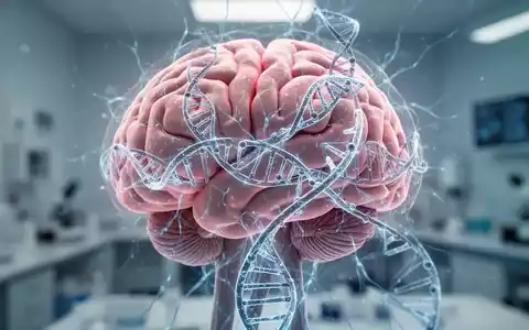 Nahaufnahme eines menschlichen Gehirns mit leuchtenden neuronalen Pfaden und DNA-Strängen, die die genetischen Ursachen von Angst symbolisieren. - Foto: über boerse-global.de