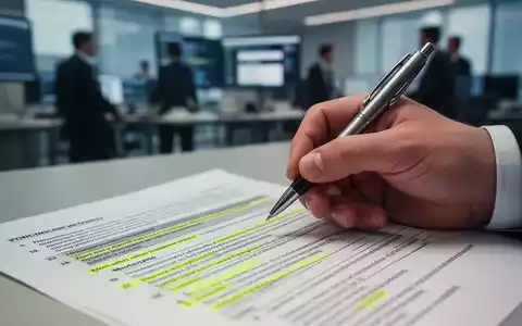 Eine Hand hält einen Stift über einem Dokument mit hervorgehobenen Abschnitten, im Hintergrund ein unscharfes Büro. Symbolisiert Bürokratieabbau. - Foto: über boerse-global.de