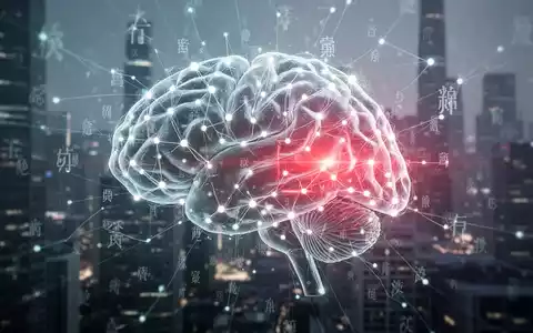 A digital neural network with glowing nodes, overlaid with subtle Chinese characters, and a red glow, suggesting a security breach. - Foto: über boerse-global.de