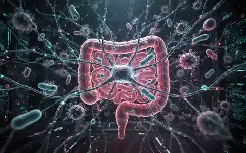 Eine stilisierte Darstellung eines Gehirns und Darms, die durch leuchtende Linien verbunden sind und Metaboliten symbolisieren. - Foto: über boerse-global.de