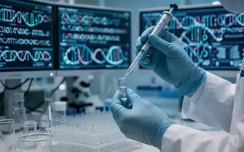 Nahaufnahme der Hände eines Wissenschaftlers, der in einem Labor eine Flüssigkeit in ein Fläschchen pipettiert, umgeben von Biotechnologiegeräten. - Foto: über boerse-global.de