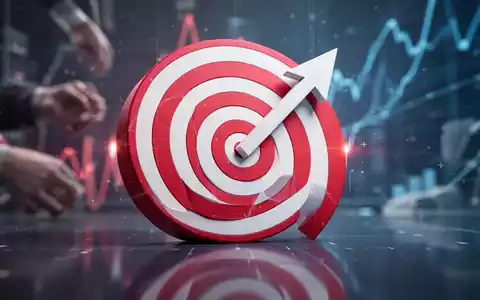 Ein stilisiertes Bullseye-Ziel mit einem leicht nach oben zeigenden Pfeil und verschwommenen, abstrakten Elementen im Hintergrund. - Foto: über boerse-global.de