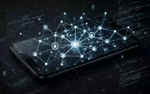 Eine stilisierte, bedrohliche digitale Darstellung eines Smartphone-Bildschirms, der ein komplexes Netz aus leuchtenden Knoten und Linien zeigt. - Foto: über boerse-global.de