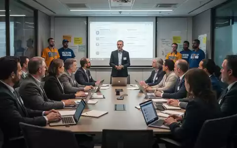 Eine Gruppe von Arbeitnehmervertretern nimmt an einer Schulung in einem modernen Konferenzraum teil, hört einem Sprecher zu. - Foto: über boerse-global.de