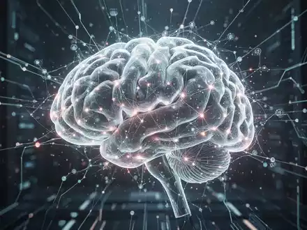 Eine futuristische Darstellung eines leuchtenden neuronalen Netzes, das eine Verbindung von Gehirn und Technologie symbolisiert. - Foto: über boerse-global.de
