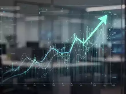 Ein stilisierter Finanzgraph mit aufsteigendem Trend auf einem digitalen Display, der Rekordauftragsbestände und Wachstum symbolisiert. - Foto: über boerse-global.de