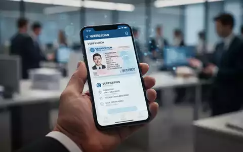 Eine Hand hält ein Smartphone mit einer digitalen Anzeige, die einen Versicherungsnummernachweis symbolisiert, in einem Büro. - Foto: über boerse-global.de