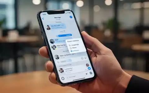A hand holding a smartphone displaying a messaging app with a floating menu next to a selected message, representing new UI. - Foto: über boerse-global.de