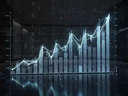 Abstrakte Darstellung einer digitalen Finanzgrafik mit binärem Code und futuristischer Beleuchtung, die Technologie und Finanzen symbolisiert. - Foto: über boerse-global.de