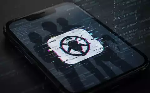Ein Smartphone-Bildschirm zeigt ein verzerrtes, fehlerhaftes App-Symbol, das eine digitale Bedrohung und Malware darstellt. - Foto: über boerse-global.de