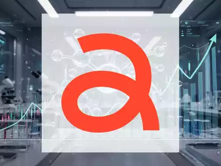 Eine stilisierte, leuchtende molekulare Struktur, die ABS-201 darstellt, verknüpft mit Finanzwachstumsgrafiken in einem High-Tech-Labor. - Foto: über boerse-global.de