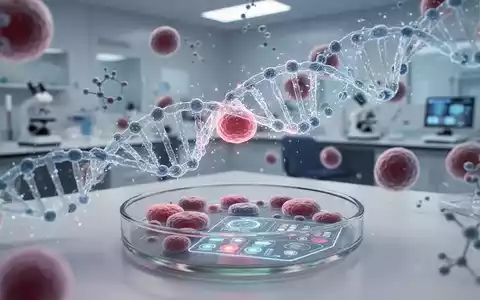 Mikroskopische Ansicht menschlicher Zellen mit DNA-Strängen, die medizinische Diagnostik und Forschung symbolisieren. - Foto: über boerse-global.de