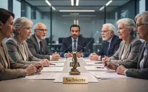 Eine Gruppe von Menschen unterschiedlichen Alters diskutiert an einem Tisch mit Dokumenten und einer Skulptur, die Sachwerte symbolisiert. - Foto: über boerse-global.de
