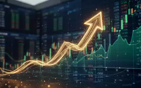 Ein stilisierter, leuchtender Pfeil zeigt nach oben und symbolisiert einen Gewinnsprung. Im Hintergrund ist eine unscharfe Börse zu sehen. - Foto: über boerse-global.de