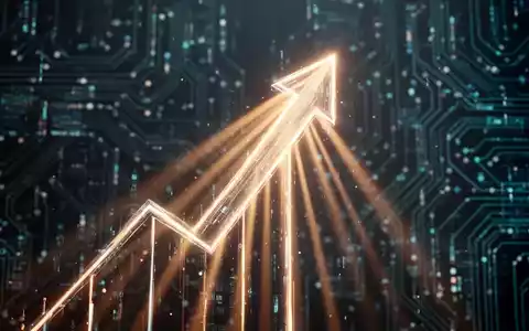 Ein stilisierter, nach oben zeigender Pfeil aus Lichtstrahlen vor einem Hintergrund aus digitalen Schaltkreisen, der Technologie und Wachstum symbolisiert. - Foto: über boerse-global.de