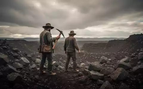Ein einsamer Prospektor mit Spitzhacke in einer weiten, felsigen Landschaft unter dramatischem Himmel, der auf Daten wartet. - Foto: über boerse-global.de