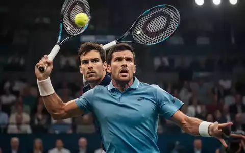 Ein Tennisspieler in Aktion, der einen Ball schlägt, mit konzentriertem Gesichtsausdruck und dynamischer Bewegung. Das Bild vermittelt mentale Stärke. - Foto: über boerse-global.de