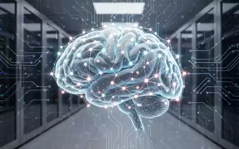 A glowing, interconnected digital brain representing AI intelligence, overlaying a background of a modern data center. - Foto: über boerse-global.de