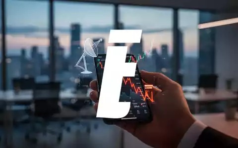 Eine Hand hält ein Smartphone mit fallendem Aktienkurs. Im Hintergrund ein modernes Büro mit Stadtblick bei Dämmerung. - Foto: über boerse-global.de