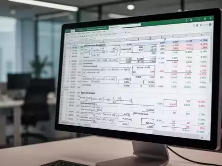 A close-up of a computer screen showing an Excel spreadsheet with financial data and PIVOTBY formulas, illustrating data summarization. - Foto: über boerse-global.de