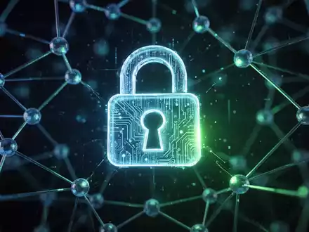 A glowing digital padlock icon over a network of interconnected nodes, symbolizing secure digital authentication and cybersecurity. - Foto: über boerse-global.de