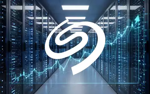 Ein modernes Rechenzentrum mit leuchtenden Servern und einem subtilen, aufsteigenden Börsenchart, der Technologie und Wachstum darstellt. - Foto: über boerse-global.de