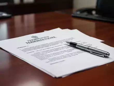 Nahaufnahme eines rechtlichen Dokuments, möglicherweise eines Kündigungsschreibens oder einer Abmahnung, mit einem Stift auf einem Schreibtisch. - Foto: über boerse-global.de