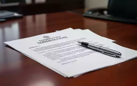 Nahaufnahme eines rechtlichen Dokuments, möglicherweise eines Kündigungsschreibens oder einer Abmahnung, mit einem Stift auf einem Schreibtisch. - Foto: über boerse-global.de