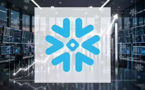 Abstrakte Darstellung von steigenden Finanzmarktdaten und einem Snowflake-Logo-Motiv vor einem modernen Handelsraum, der Aufwärtstrends symbolisiert. - Foto: über boerse-global.de