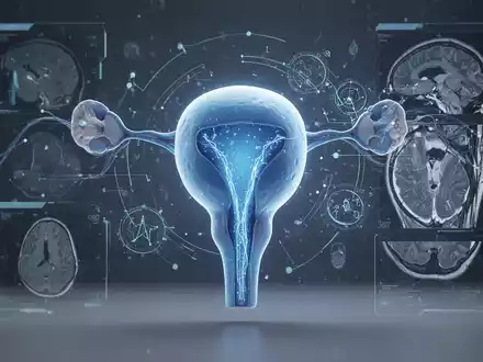 Ein stilisiertes, blau leuchtendes Modell der Prostata, umgeben von digitalen Datenströmen und MRT-Scan-Mustern. - Foto: über boerse-global.de