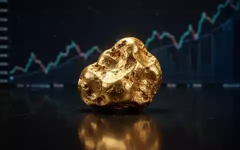 Ein glänzender Goldklumpen auf einer dunklen Oberfläche, mit unscharfen, aufsteigenden Linien im Hintergrund. - Foto: über boerse-global.de